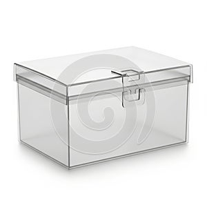 Clear plastic storage box with lid isolated on white background