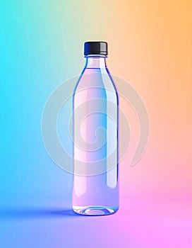 Clear Plastic Water Bottle on Vibrant Gradient Background