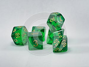 Clear polyhedral dice group