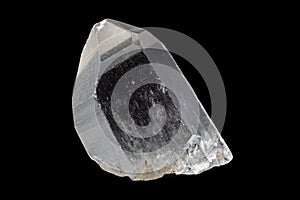 Clear quartz crystal from Brazil isolated on a pure black background