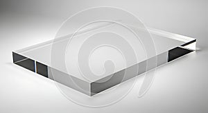 Clear Rectangular Glass or Acrylic Block on Light Background