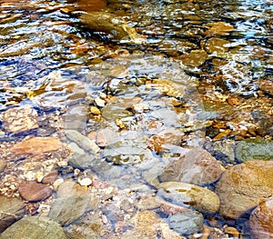 clear river water flowing over rocks