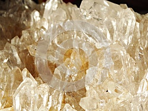 Clear rock crystal quartz geode geological crystals