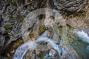 clear rushing water in a gorge