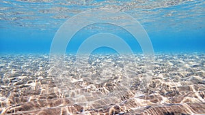 Clear sand under sea water