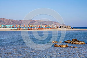 Clear seas and beach umbrellas