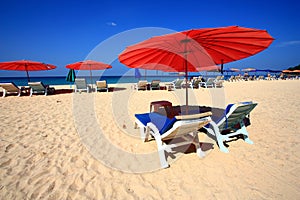 Clear sky beach umbrella