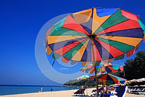 Clear sky beach umbrella