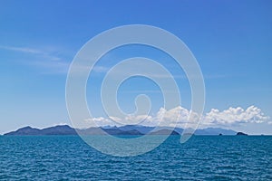 Clear sky with enormous cloud over islands and mountains over the sea at Koh Mak in Trat, Thailand. Perfect background.