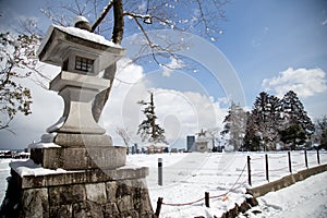 During clear sky with snow ground in Sendai, Japan