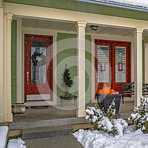 Clear Square Entrance to a festive home in Daybreak Utah