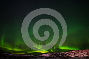 Clear starry sky and colorful Northern lights, an incredible natural phenomenon