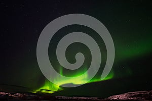 Clear starry sky and colorful Northern lights, an incredible natural phenomenon