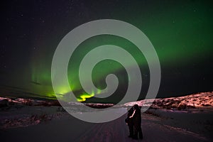 Clear starry sky and colorful Northern lights, an incredible natural phenomenon