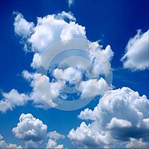 Clear summer sky, blue sky with white clouds background