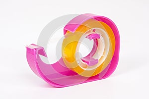 Clear tape, pink transparent tape cutter.