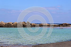 Clear and transparent blue sea water in a lagoon