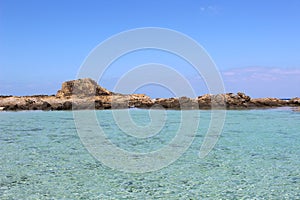 Clear and transparent blue sea water in a lagoon