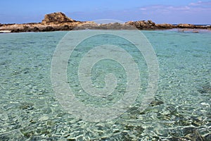 Clear and transparent blue sea water in a lagoon