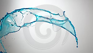 Clear, transparent blue water splash on white background