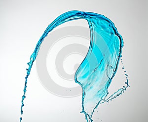 Clear, transparent blue water splash on white background