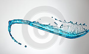 Clear, transparent blue water splash on white background