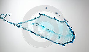 Clear, transparent blue water splash on white background
