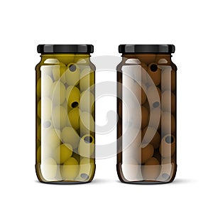 Clear Transparent Glass Jar Full Of Olives