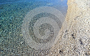 Clear transparent sea on the beach in town Senj, Adriatic sea, Croatia