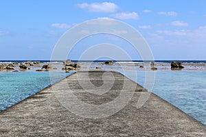 Clear and transparent sea water and a panoramic ocean view