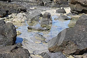 Clear and transparent sea water in a tide pool