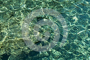 Clear transparent water surface background. aqua texture