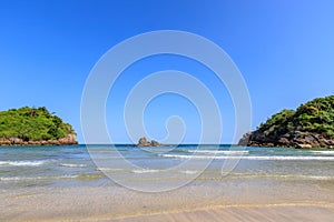 Clear turquoise blue sea at Bo Thong Lang Bay, Bang Saphan district, Prachuap Khiri Khan, Thailand