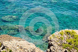 Clear turquoise water of Mediterranean sea