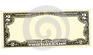 Clear Two dollar bill border with empty middle area