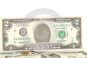 Clear Two dollar bill