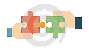 Interlocking puzzle pieces, teamwork, solutions, and collaboration vector design Generative AI