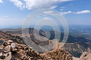 Clear views from the top of Pikes peak in Colorado