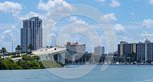 Clear water beach florida skyline and bridge. Clearwater