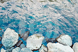 Clear water blue river waterfall