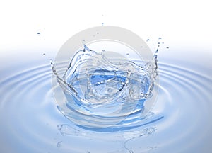 Clear water crown splash in water pool with ripples