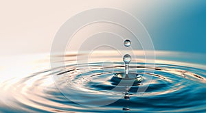 Clear Water drop with circular waves photo