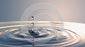 Clear Water drop with circular waves