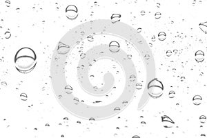 clear water drops on png transparent background, raindrops on window glass isolated on white background, different natural sizes,