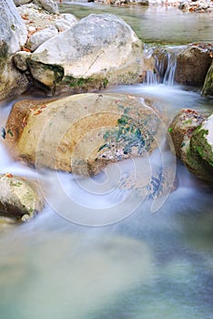 Clear water flowing over rocks