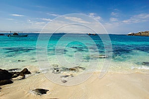 Clear water at an island beach off the coast of northern Chile