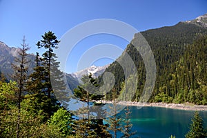 Clear water, mountains and forest at Jiuzhaigou National Park ï¼Œsicuan china.