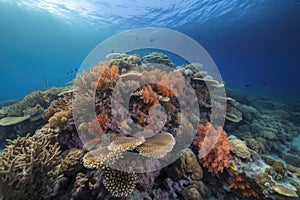 clear-water reef, teeming with life and color