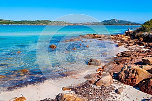 Clear water and rocks in Lu Impostu beach in Costa Smeralda