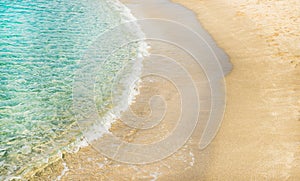 Clear water and sandy coast at Cleopatra beach, Alanya, Turkey